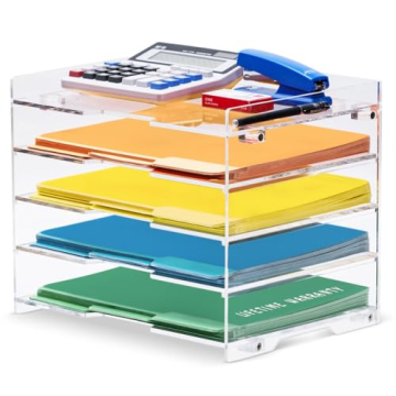 Stylish Clear Acrylic File Paper Organizer for Desk