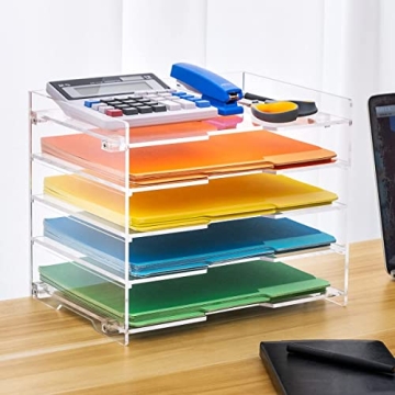 Stylish Clear Acrylic File Paper Organizer for Desk