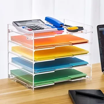 Stylish Clear Acrylic File Paper Organizer for Desk