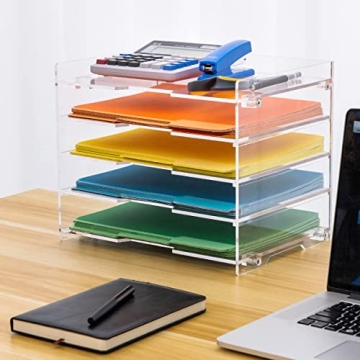 Stylish Clear Acrylic File Paper Organizer for Desk