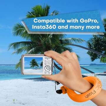 Nordic Flash Waterproof Camera Float (2-pack) Floating Strap for GoPro Hero12, DJI Action 4, Insta360 Ace Pro, Olympus Tough TG-6, & Many More Action Cameras and Phones