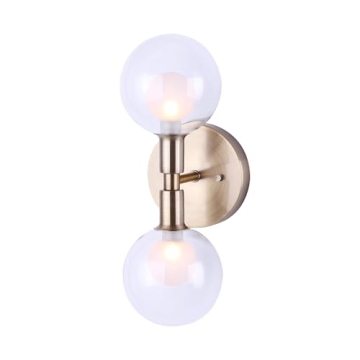 Amazon Brand – Rivet Mid-Century Modern Double Glass Globe Wall Sconce With Light Bulb - 5 x 6 x 1...