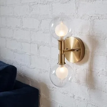 Elegant Rivet Mid-Century Double Glass Globe Wall Sconce