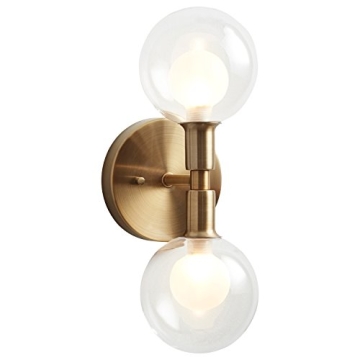 Elegant Rivet Mid-Century Double Glass Globe Wall Sconce