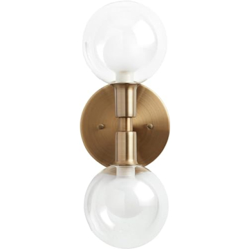 Elegant Rivet Mid-Century Double Glass Globe Wall Sconce