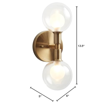 Elegant Rivet Mid-Century Double Glass Globe Wall Sconce