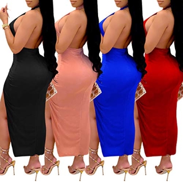 Sexy Black Ombre Halter Club Dress with Slits