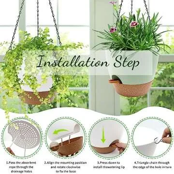 Beyoogeem 10 Inch Self-Watering Hanging Planters