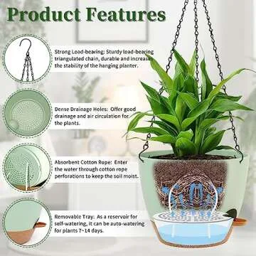 Beyoogeem 10 Inch Self-Watering Hanging Planters