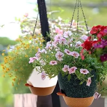 Beyoogeem 10 Inch Self-Watering Hanging Planters