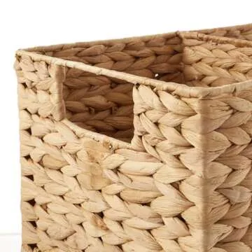 Casafield Stair Step Basket with Handles, Natural - Woven Water Hyacinth Staircase Basket Storage Bin Organizer