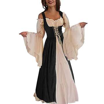 Abaowedding Womens's Medieval Renaissance Costume Cosplay Chemise and Over Dress 2X-large/3X-Large B...