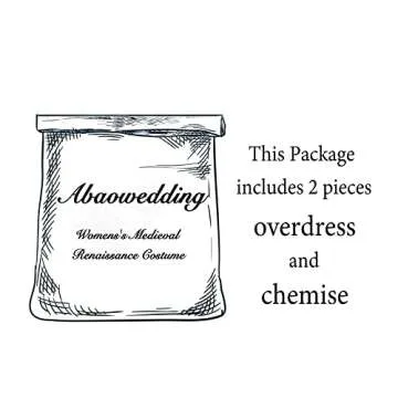 Abaowedding Womens's Medieval Renaissance Costume Cosplay Chemise and Over Dress 2X-large/3X-Large Black and Ivory