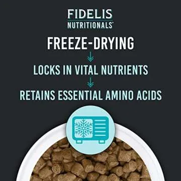 FIDELIS Freeze Dried Raw Dry Dog Food for Small, Medium, Large Dogs, High Protein, Chicken, Blueberries, Superfoods, Omega 3, Grain Free, Kibble-Alternative, Adult & Puppy, Made in USA, Beef, 8 oz