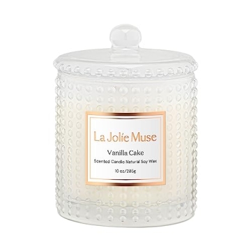 LA JOLIE MUSE Vanilla Cake Scented Candles, 75 Hours Long, Natural Soy Candles