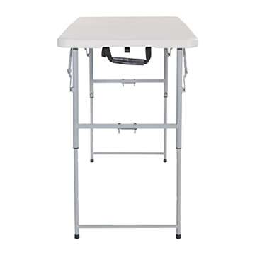 Office Star Resin Multipurpose Rectangle Table, 4-Feet Long, Height Adjustable, Center Folding Table, Light Gray