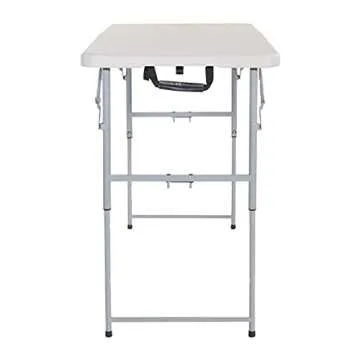 Office Star Resin Multipurpose Rectangle Table, 4-Feet Long, Height Adjustable, Center Folding Table, Light Gray