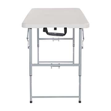 Office Star Resin Multipurpose Rectangle Table, 4-Feet Long, Height Adjustable, Center Folding Table, Light Gray