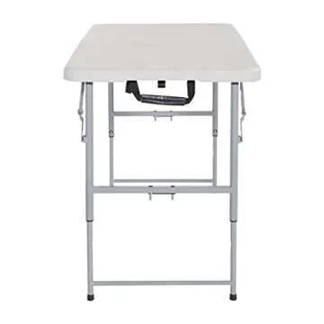 Office Star Resin Multipurpose Rectangle Table, 4-Feet Long, Height Adjustable, Center Folding Table, Light Gray