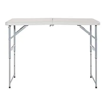 Office Star Resin Multipurpose Rectangle Table, 4-Feet Long, Height Adjustable, Center Folding Table, Light Gray