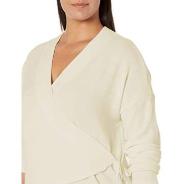 Three Dots Women's Rib Wrap Sweater Top in Snow White