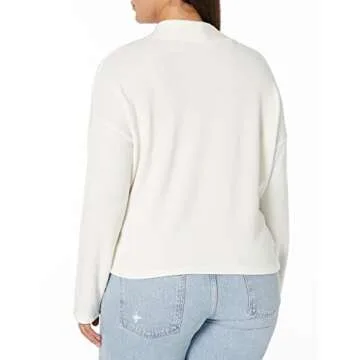 Three Dots Women's Rib Wrap Sweater Top in Snow White