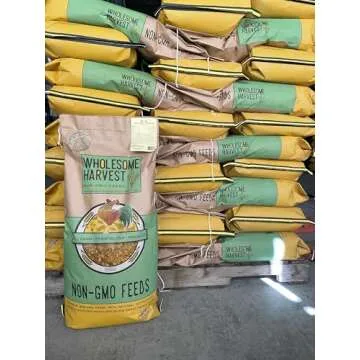 Wholesome Harvest Non-GMO Whole Grain Layer Blend 16% - Chicken Feed for Laying Hens and Ducks - Includes Essential Oils, Herbs, Oyster Shells, Vital Minerals, and Omega 3, 40lb