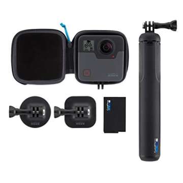 GoPro Fusion - 360 Waterproof Digital VR Camera with Spherical 5.2K HD Video 18MP Photos, Bundle Kit with Extra GoPro Rechargeable Battery + 2 Pack SanDisk 32GB Extreme MicroSD Memory Card