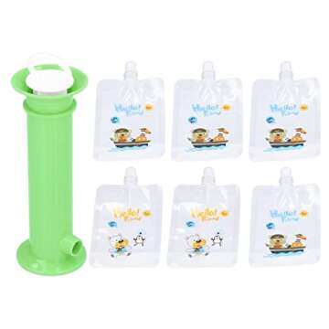 7pcs Set Food Pouch, Maker Reusable Pure Color Pouches Toddler Fruit Squeeze Puree Filler for Kids(G...
