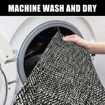 Collive Long Hallway Runner Rug 2.6' x 7', Washable Runner Indoor Entryway Rug, Black/Cream Braided Woven Kitchen Runner Rugs Low-Profile Front Door Floor Carpet for Laundry Room Bedroom Doorway