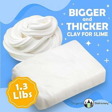 Original Stationery Soft Clay for Slime Making, Moldable Modeling Clay for Kids, Add to Glue and Shaving Foam for Butter Slimes, 1.3 Lbs/600g, Fun Easter and Birthday Gift, Slime Mix Ins Supplies