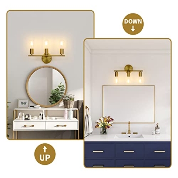 PINDODO Gold Bathroom Light Fixture for Modern Homes