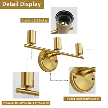 PINDODO Gold Bathroom Light Fixture for Modern Homes