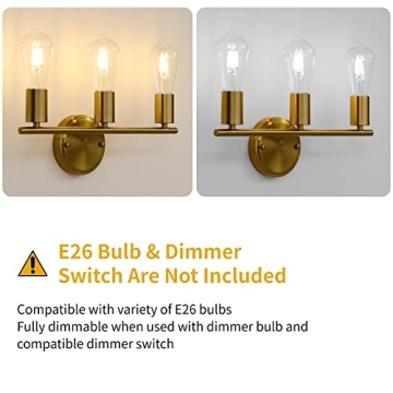 PINDODO Gold Bathroom Light Fixture for Modern Homes