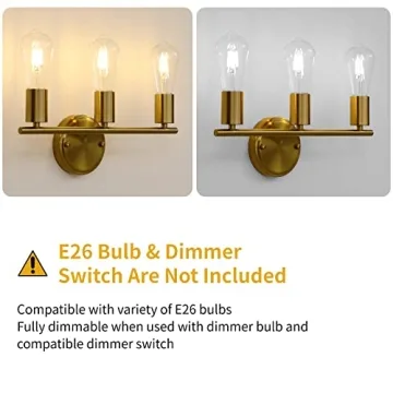 PINDODO Gold Bathroom Light Fixture for Modern Homes