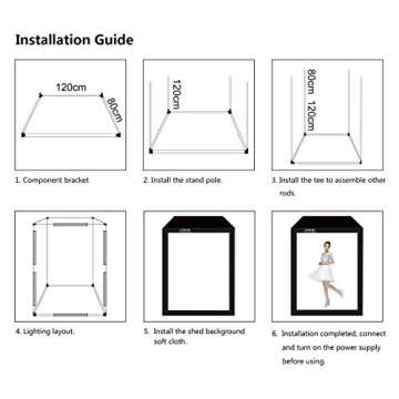 PULUZ Photo Studio Light Box Portable 200 X 120 X 80cm Light Tent LED 5500K Mini 240W Photography Studio Tent Kit with 1 Removable White Backdrop