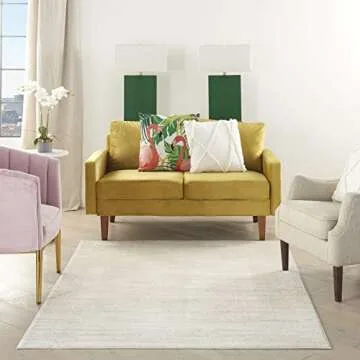 Nourison Essentials Indoor/Outdoor Ivory Beige 6' x 9' Area Rug, Easy Cleaning, Non Shedding, Bed Room, Living Room, Dining Room, Backyard, Deck, Patio (6x9)