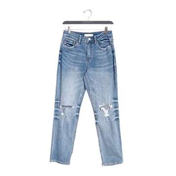 Flying Monkey Distressed High-Rise Boyfriend Jeans (Blue)