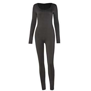 VWIWV Women's Sexy Long Sleeve Scoop Neck High Waist Bodycon Jumpsuits Solid Color One Piece Outfits