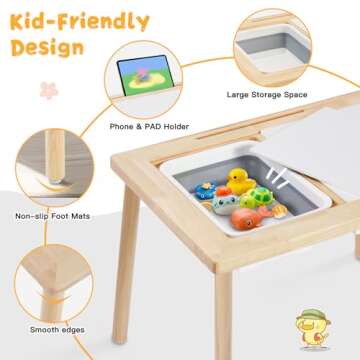 Frogprin Upgrade Sensory Table for Toddlers, Kids Table with 2 Large Storage Bins 7 Sand Toys Play Sand Table Activity Table Indoor/Outdoor for Boys Girls Gift (Oak)