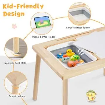 Frogprin Upgrade Sensory Table for Toddlers, Kids Table with 2 Large Storage Bins 7 Sand Toys Play Sand Table Activity Table Indoor/Outdoor for Boys Girls Gift (Oak)