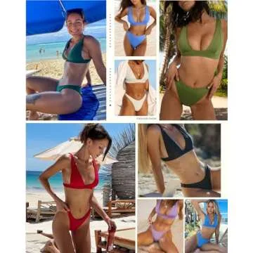Dnzzs Women's Bikini Swimsuits High Waist Bikini Sets 2 Piece Bathing Suits Sexy Bikinis Lake Blue Medium