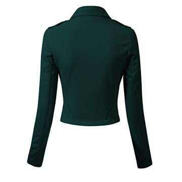 Design by Olivia Women's Slim Fit Long Sleeve Zip-up Moto Jacket Hunter Green L