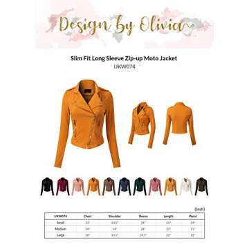 Design by Olivia Women's Slim Fit Long Sleeve Zip-up Moto Jacket Hunter Green L