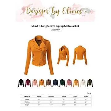 Design by Olivia Women's Slim Fit Long Sleeve Zip-up Moto Jacket Hunter Green L