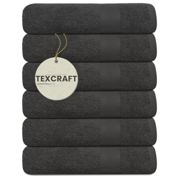 TEXCRAFT Premium Bath Towel Set - 6 Pack of 100% Cotton, Quick Dry Towels in Grey for Home