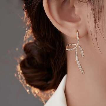 SLUYNZ Elegant 925 Sterling Silver CZ Bow Earrings for Women