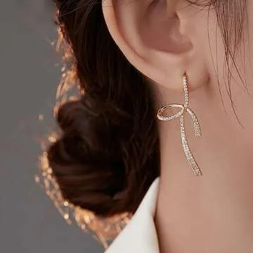 SLUYNZ Elegant 925 Sterling Silver CZ Bow Earrings for Women