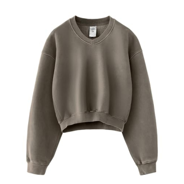 Hatant Sweatshirt for Women Acid Wash Athletic Hoodies Heritage Fleece V-neck Long Sleeve Hoodie Y2K...