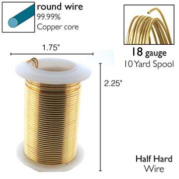 Beadsmith 18-Gauge Tarnish-Resistant Copper Wire for Crafting